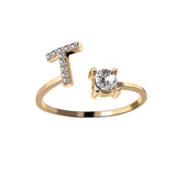 A-Z Letter Gold Color Metal Adjustable Opening Rings For Women Initials Name Alphabet Creative Finger Ring Trendy Party Jewelry daiiibabyyy