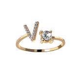 A-Z Letter Gold Color Metal Adjustable Opening Rings For Women Initials Name Alphabet Creative Finger Ring Trendy Party Jewelry daiiibabyyy