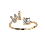 A-Z Letter Gold Color Metal Adjustable Opening Rings For Women Initials Name Alphabet Creative Finger Ring Trendy Party Jewelry daiiibabyyy