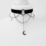 Black Crescent Moon Choker Necklace Gothic Grunge Black Velvet Jewelry Gorgeous Women Pendant Gift Gothic Statement Goth New daiiibabyyy