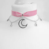 Black Crescent Moon Choker Necklace Gothic Grunge Black Velvet Jewelry Gorgeous Women Pendant Gift Gothic Statement Goth New daiiibabyyy