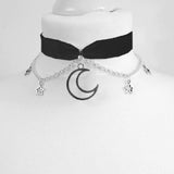 Black Crescent Moon Choker Necklace Gothic Grunge Black Velvet Jewelry Gorgeous Women Pendant Gift Gothic Statement Goth New daiiibabyyy