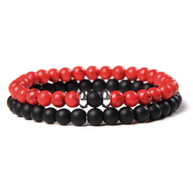 2pcs/set Fashion Men Bracelet Natural Stone Tiger Eye Lava Bead Bracelet for Men Women Jewelry Gift Classic Pulsera Hombre daiiibabyyy