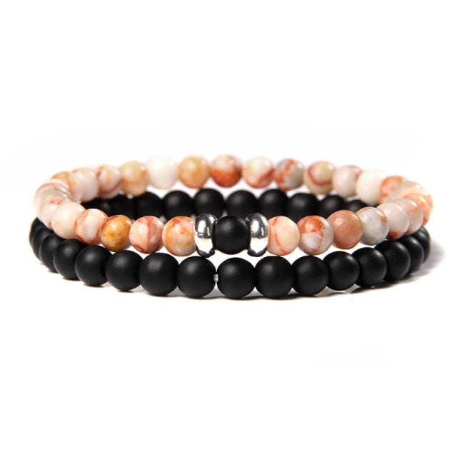 2pcs/set Fashion Men Bracelet Natural Stone Tiger Eye Lava Bead Bracelet for Men Women Jewelry Gift Classic Pulsera Hombre daiiibabyyy