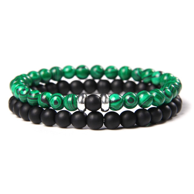 2pcs/set Fashion Men Bracelet Natural Stone Tiger Eye Lava Bead Bracelet for Men Women Jewelry Gift Classic Pulsera Hombre daiiibabyyy