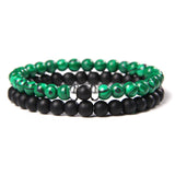 2pcs/set Fashion Men Bracelet Natural Stone Tiger Eye Lava Bead Bracelet for Men Women Jewelry Gift Classic Pulsera Hombre daiiibabyyy