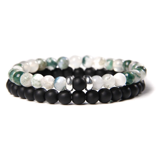 2pcs/set Fashion Men Bracelet Natural Stone Tiger Eye Lava Bead Bracelet for Men Women Jewelry Gift Classic Pulsera Hombre daiiibabyyy
