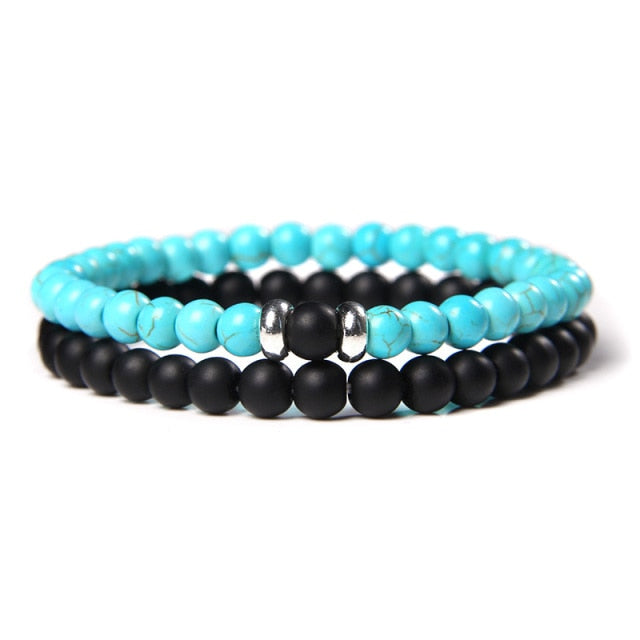 2pcs/set Fashion Men Bracelet Natural Stone Tiger Eye Lava Bead Bracelet for Men Women Jewelry Gift Classic Pulsera Hombre daiiibabyyy