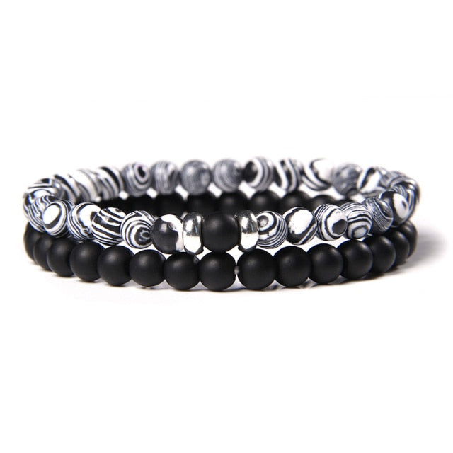 2pcs/set Fashion Men Bracelet Natural Stone Tiger Eye Lava Bead Bracelet for Men Women Jewelry Gift Classic Pulsera Hombre daiiibabyyy