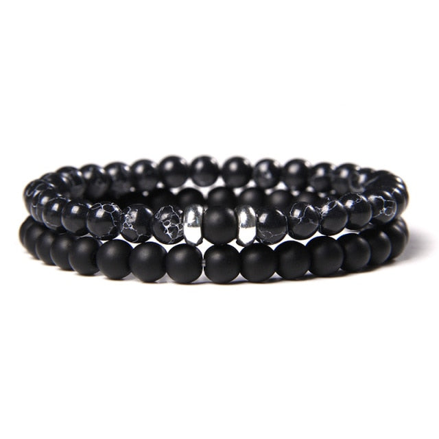 2pcs/set Fashion Men Bracelet Natural Stone Tiger Eye Lava Bead Bracelet for Men Women Jewelry Gift Classic Pulsera Hombre daiiibabyyy