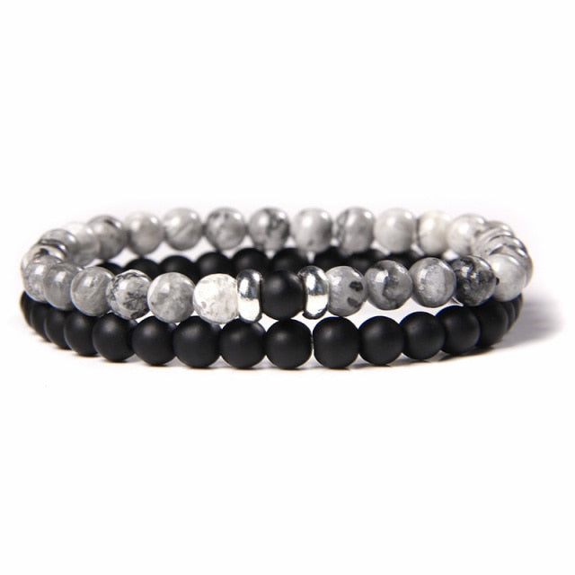 2pcs/set Fashion Men Bracelet Natural Stone Tiger Eye Lava Bead Bracelet for Men Women Jewelry Gift Classic Pulsera Hombre daiiibabyyy