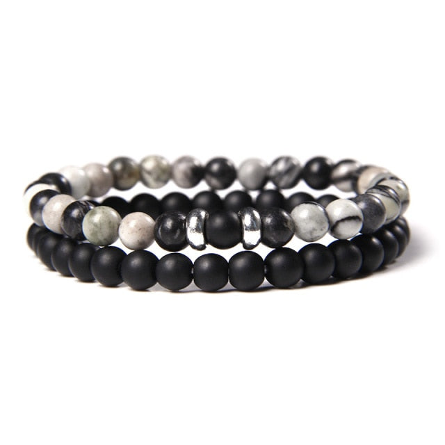 2pcs/set Fashion Men Bracelet Natural Stone Tiger Eye Lava Bead Bracelet for Men Women Jewelry Gift Classic Pulsera Hombre daiiibabyyy