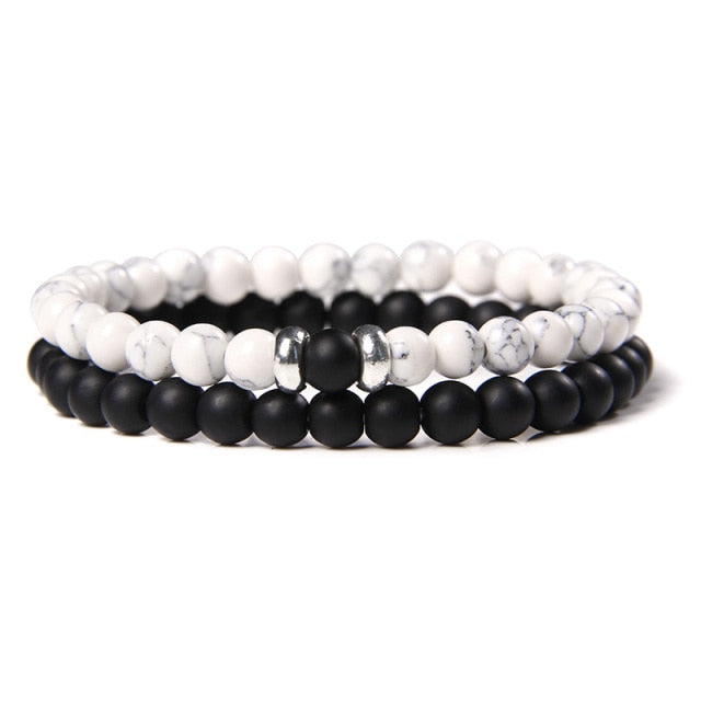 2pcs/set Fashion Men Bracelet Natural Stone Tiger Eye Lava Bead Bracelet for Men Women Jewelry Gift Classic Pulsera Hombre daiiibabyyy
