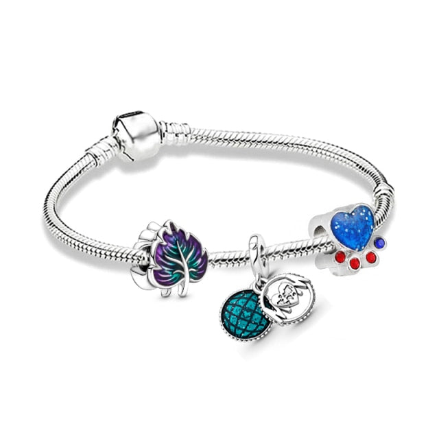 BRACE CO European Heart-shaped Pendant Charm Bracelet Fit Women's Jewellery Snake Chain Rose Gold Metal Fashion Fine Bracelets daiiibabyyy