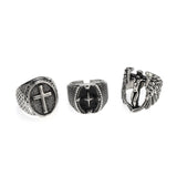 3pc 4pc 5pc Vintage Gothic Snake Rings Men Bull Head Skull Feather Dragon Cross Animal Men Ring Punk Jewelry Evil Eye Ball Ring daiiibabyyy