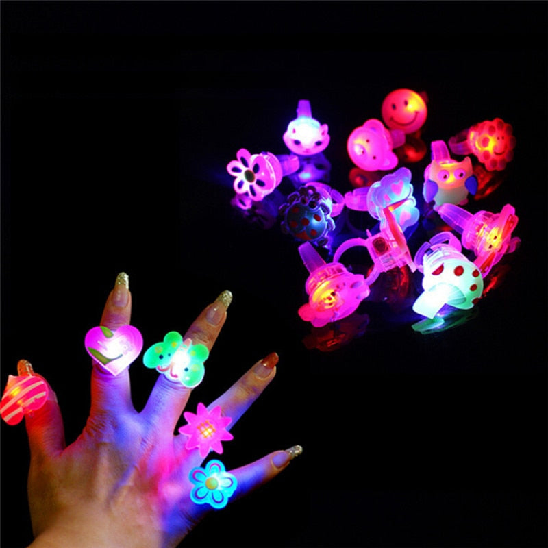 5pcs Cute Flashing Rings Luminous Toys for Kids Cartoon Led Light Finger Glowing Toys Baby Girl Birthday Gift daiiibabyyy
