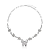 Antique Pearl Chain Necklace With Butterfly Pendant Charms Silvery Neck Jewelry For Women Party Gift Ideas daiiibabyyy
