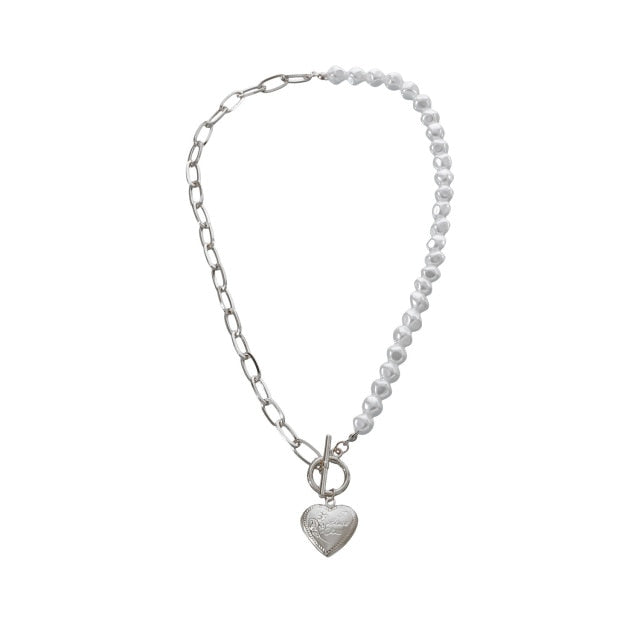 Antique Pearl Chain Necklace With Butterfly Pendant Charms Silvery Neck Jewelry For Women Party Gift Ideas daiiibabyyy