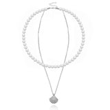 Antique Pearl Chain Necklace With Butterfly Pendant Charms Silvery Neck Jewelry For Women Party Gift Ideas daiiibabyyy