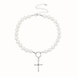 Antique Pearl Chain Necklace With Butterfly Pendant Charms Silvery Neck Jewelry For Women Party Gift Ideas daiiibabyyy