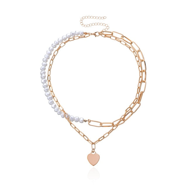 Antique Pearl Chain Necklace With Butterfly Pendant Charms Silvery Neck Jewelry For Women Party Gift Ideas daiiibabyyy