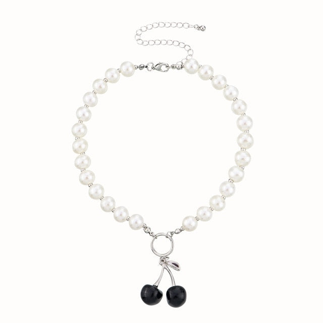 Antique Pearl Chain Necklace With Butterfly Pendant Charms Silvery Neck Jewelry For Women Party Gift Ideas daiiibabyyy