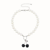 Antique Pearl Chain Necklace With Butterfly Pendant Charms Silvery Neck Jewelry For Women Party Gift Ideas daiiibabyyy