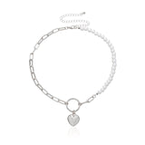 Antique Pearl Chain Necklace With Butterfly Pendant Charms Silvery Neck Jewelry For Women Party Gift Ideas daiiibabyyy