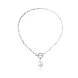Antique Pearl Chain Necklace With Butterfly Pendant Charms Silvery Neck Jewelry For Women Party Gift Ideas daiiibabyyy