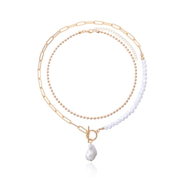 Antique Pearl Chain Necklace With Butterfly Pendant Charms Silvery Neck Jewelry For Women Party Gift Ideas daiiibabyyy
