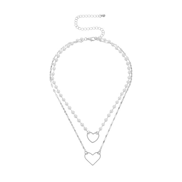 Antique Pearl Chain Necklace With Butterfly Pendant Charms Silvery Neck Jewelry For Women Party Gift Ideas daiiibabyyy