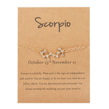 Cardboard Star Zodiac Sign 12 Constellation Bracelet Crystal Charm Gold Chain Bracelet for Women Girls Birthday Jewelry Gift daiiibabyyy
