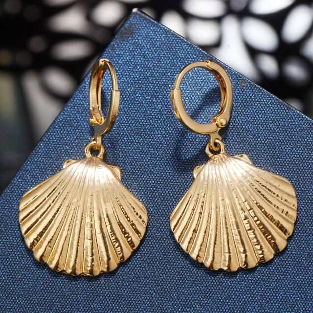 ZOSHI Sea Shell Earrings For Women Gold Color Trendy Metal Shell Cowrie Statement Dangle Earrings New Summer Beach Jewelry daiiibabyyy