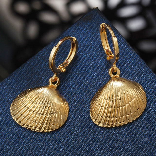 ZOSHI Sea Shell Earrings For Women Gold Color Trendy Metal Shell Cowrie Statement Dangle Earrings New Summer Beach Jewelry daiiibabyyy