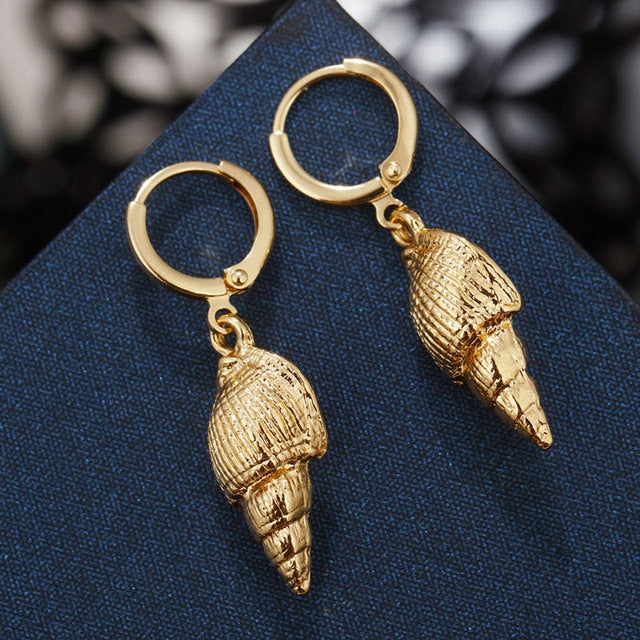 ZOSHI Sea Shell Earrings For Women Gold Color Trendy Metal Shell Cowrie Statement Dangle Earrings New Summer Beach Jewelry daiiibabyyy