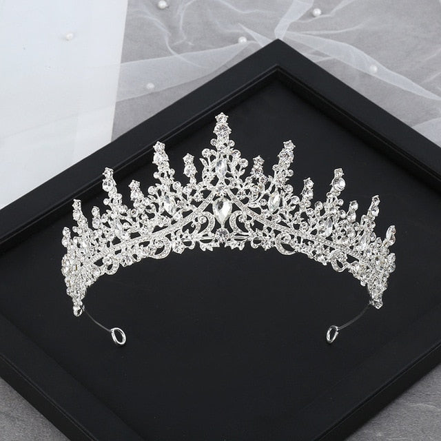 A158 New Golden Bride Crown Princess Headwear Birthday Rhinestone Headband Wedding Hair Jewelry Bridal Tiaras Vintage Headpieces daiiibabyyy