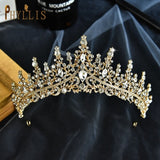 A158 New Golden Bride Crown Princess Headwear Birthday Rhinestone Headband Wedding Hair Jewelry Bridal Tiaras Vintage Headpieces daiiibabyyy
