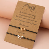 2pcs/set Minimalist Sun Moon Charm Couple Bracelet Friendship Jewelry Gift Handmade Adjustable Braided Rope Bracelets daiiibabyyy