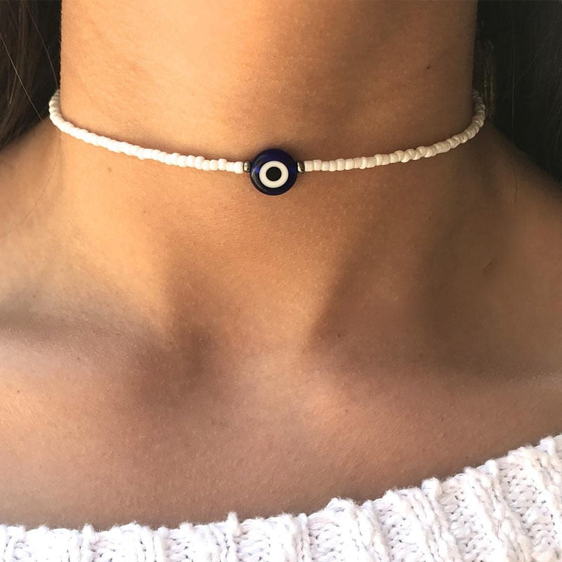 Beaded Chokers,Danity Choker, Trendy Jewelry, Beach Vibe, Choker, Bohemian Jewelry, Evil Eye Protection, daiiibabyyy