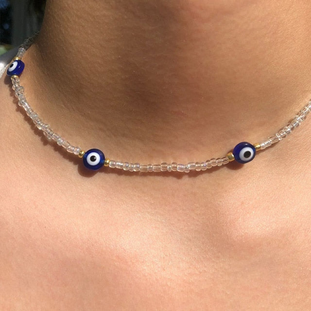 Beaded Chokers,Danity Choker, Trendy Jewelry, Beach Vibe, Choker, Bohemian Jewelry, Evil Eye Protection, daiiibabyyy