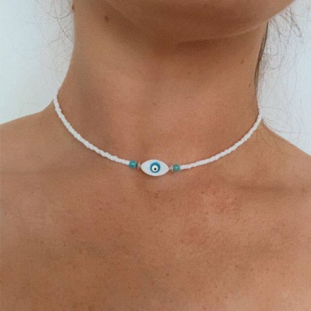 Beaded Chokers,Danity Choker, Trendy Jewelry, Beach Vibe, Choker, Bohemian Jewelry, Evil Eye Protection, daiiibabyyy