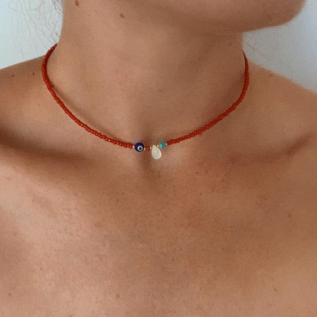 Beaded Chokers,Danity Choker, Trendy Jewelry, Beach Vibe, Choker, Bohemian Jewelry, Evil Eye Protection, daiiibabyyy