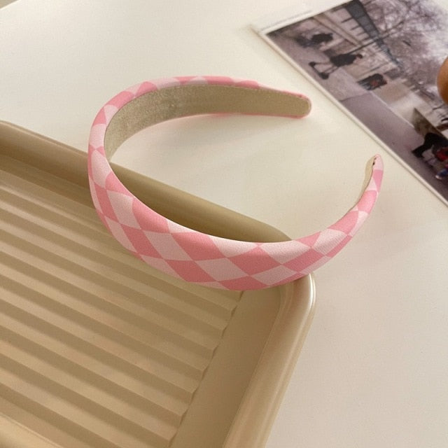 AOMU 2021 INS Trendy Black White Colorful Lattice Fabric Hair Band Elastic Hair Rope for Women Fashion Trip Jewelry Gifts daiiibabyyy