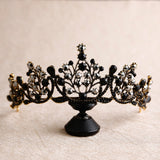 bride retro black crystal crown queen tiara brides wedding jewelry hair accessories daiiibabyyy