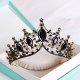 bride retro black crystal crown queen tiara brides wedding jewelry hair accessories daiiibabyyy