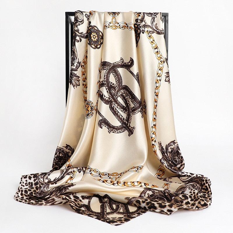 90x90cm luxury brand silk square scarf for women hair tie band bandana pashmina female foulard muslim hijab stores 2021 NEW daiiibabyyy