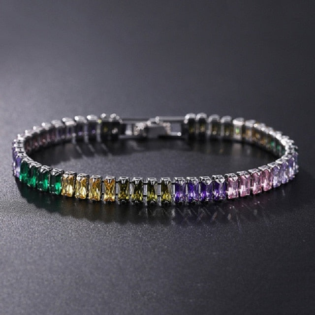 4mm Cubic Zirconia Tennis Bracelet Iced Out Chain Bracelets For Women Men Gold Silver Color Men Bracelet CZ Chain Homme Jewelry daiiibabyyy