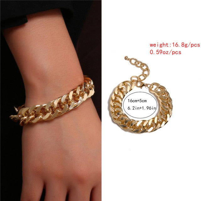 5Pcs/Set Bohemian Punk Cuban Chain Bracelets Set for Women Lock Snake Link Charm Bracelets Bangles Couple Fashion Wrist Jewelry daiiibabyyy
