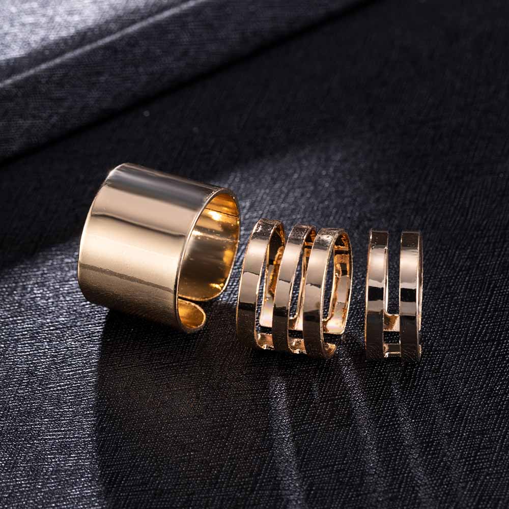 3 Pcs Punk Gold Rings Female Anillos Stack Plain Band Midi Mid Finger Knuckle Rings Set for Women Anel Rock Jewelry daiiibabyyy