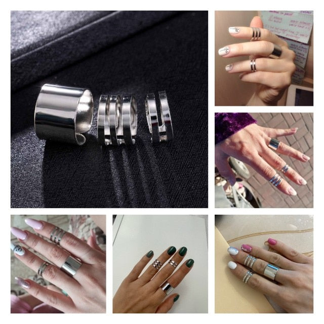 3 Pcs Punk Gold Rings Female Anillos Stack Plain Band Midi Mid Finger Knuckle Rings Set for Women Anel Rock Jewelry daiiibabyyy